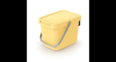 GFT aanrecht afvalbakje - geel - 6L - afsluitbaar - 20 x 26 x 20 cm - klepje/hengsel