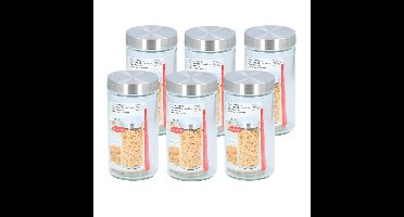 Glazen luxe voorraadpot/voorraadbus 1500 ml - 6x stuks - 1,5 liter - 22 cm - Voorraadbussen