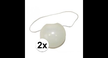 Glow in the dark Clowns neus - 2x - verkleed accessoires clown - met elastiekje
