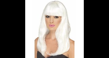 Glow in the dark witte pruik lang haar