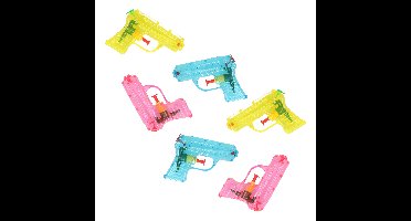 Grafix Waterpistooltje/waterpistool - 6x - klein model - 11 cm - geel/blauw/roze