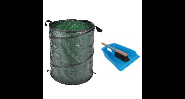 Groot stoffer/blik blauw 43 cm met tuinafvalzak 130L voor tuinafval/bladeren