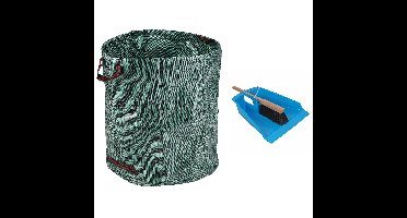 Groot stoffer/blik blauw 43 cm met tuinafvalzak 272L voor tuinafval/bladeren