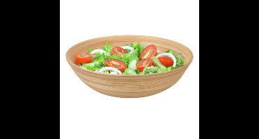 Grote serveerschaal/saladeschaal - D30 x H10 - bamboe - naturel