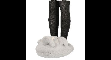 Grote voetenwarmer slof - olifant - grijs - one size - 30 x 27 cm - polyester