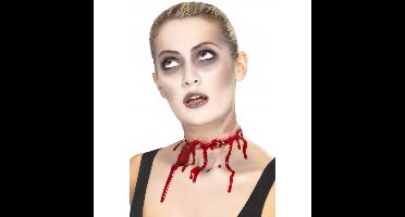 Halloween bloed doorlopen litteken - rondom nek - ketting - rood - horror wonden