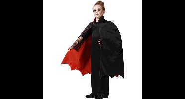 Halloween Dracula verkleed cape - voor kinderen - dubbelzijdig - rood/zwart - L66 cm