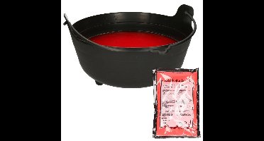 Halloween heksenketel/kookpot met heksensoep - 37 cm - incl. kleurpoeder rood