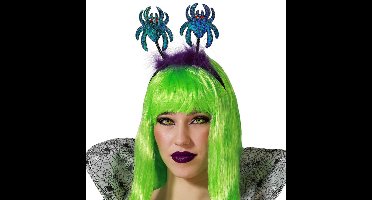 Halloween/horror verkleed diadeem/tiara - met grote spinnen - kunststof - dames/meisjes