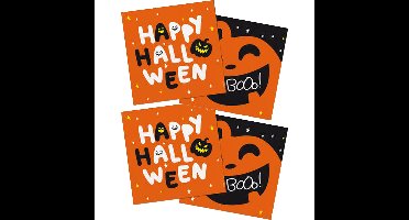 Halloween thema feest servetten - 40x - pompoen BoOo! print - papier - 33 x 33 cm