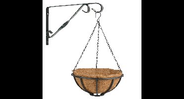 Hanging basket 30 cm met muurhaak - metaal - complete hangmand set