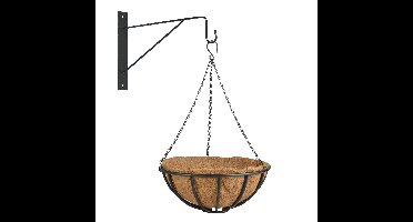 Hanging basket 35 cm van metaal met muurhaak - complete hangmand set