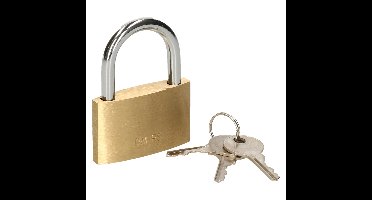 Hangslot met 3 sleutels - 25 mm - messing - kofferslot