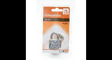 Hangslot met 3 sleutels - 30 mm - messing - kofferslot