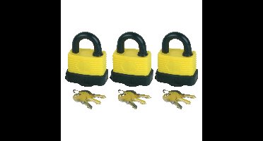 Hangslot met 3 sleutels - 3x - 30 mm - messing - waterdicht - kofferslot