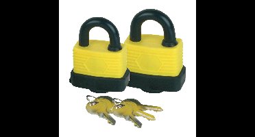 Hangslot met 3 sleutels - set van 2 - 40/50 mm - messing - waterdicht - kofferslot