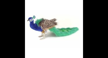 Hansa pluche knuffel pauw - 100 cm - knuffelpauw - realistisch - levensecht