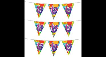 Haza 18 jaar Verjaardag Vlaggetjes - 3x stuks - leeftijd versiering - plastic - 10 meter - feestarti