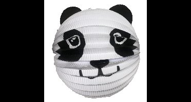 Haza Lampion panda - 20 cm - wit/zwart - papier - Sint maarten/kinderfeestje lampionnen