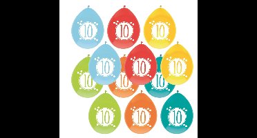 Haza party Ballonnen - 10 jaar - leeftijd verjaardag - 18x stuks - 30 cm - versiering - feestartikel