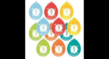 Haza party Ballonnen - 9 jaar - leeftijd verjaardag - 18x stuks - 30 cm - versiering - feestartikele
