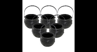 Heksenketel - 6x - zwart - D10 cm - kunststof - halloween - horror - kookpot