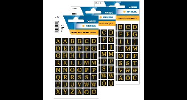 Hema Stickervellen - 384x Letter stickers - alfabet - zwart/goud - 13 mm