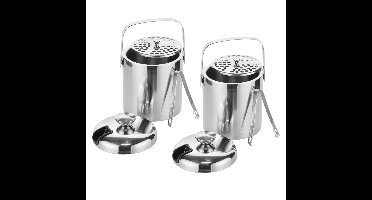 HI IJsemmer inclusief tang - Set van 2x stuks - RVS - 15 x 20 cm - Ijsemmer met deksel