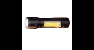 HI Survival oplaadbare zaklamp - zwart - ABS - 300 lumen - noodpakket - preppen
