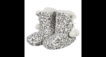 Hoge sloffen/pantoffels - Dieren luipaard print - dames - Pluche - dierensloffen panterprint