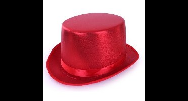 Hoge verkleed hoed - metallic rood - volwassenen - klassiek model