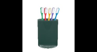Home & Styling badkamer bekers - tandenborstelhouder - Troyes - kunststof - groen - 7 x 9 cm