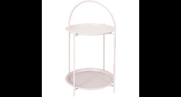 Home & Styling Bijzettafel - beige - metaal - H66 cm - plantenpot verhoger - binnen/buiten