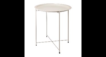 Home & Styling Bijzettafel - beige - metaal - H66 cm - plantenpot verhoger - binnen/buiten