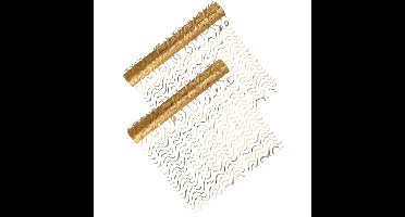 Home & Styling decoratie stof/tafellopers - 2x - goud - streep - 30 x 500 cm - polyester
