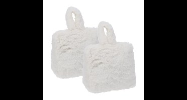 Home & Styling Fake Fur Deurstopper - 2x - 1 kg - wit - stof - gewicht - 7 x 17 cm - deurstop