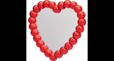 Home & Styling kinder wandspiegel - Heart - 28 x 27 cm - kunststof/glas - rood rand