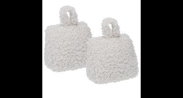 Home & Styling Teddy Deurstopper - 2x - 1 kg - wit - stof - gewicht - 7 x 17 cm - deurstop