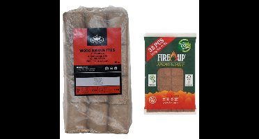 Houtbriketten - 10 kilo - kachel/openhaard - incl 32x aanmaakblokjes
