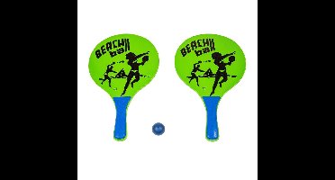 Houten beachball set groen met beachball print