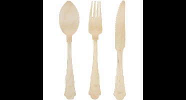 Houten bestek set klassieke stijl 48x stuks