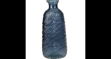 H&S Collection Bloemenvaas Livorno - Gerecycled glas - blauw transparant - D13 x H31 cm