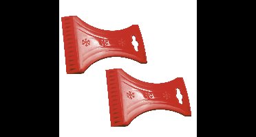 IJskrabber / raamkrabber - 2x - voor auto ramen - Rood - Kunststof - 10 x 13 cm - Ruitenkrabber