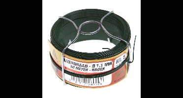IJzerdraad - 1x rol - 1,1 mm x 50 m - geplastificeerd - verzinkt staal - binddraad