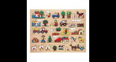 Johntoy Puzzel - boerderij thema - houten knopjes puzzels - 45 x 35 cm
