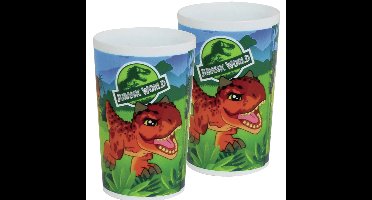 Jurassic World dinosaurus - 4x - drinkbeker - kunststof - 220 ml - onbreekbaar