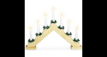 Kaarsenbrug - 41 x 5 x 31 cm - hout - goud - met 7 led kaarsen