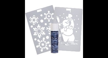 Kerst raamsjablonen - 2x st - sneeuwpop en sneeuwvlokken - incl. sneeuwspray