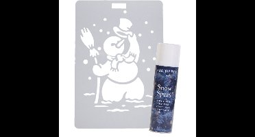 Kerst raamsjabloon sneeuwpop - vel 21 x 30 cm - incl. sneeuwspray 150 ml