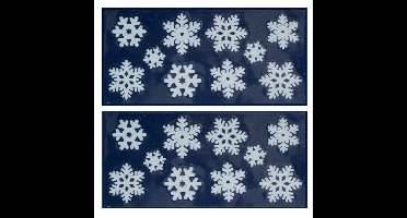 Kerst raamstickers - 2x vel - sneeuwvlokken - wit - 23 x 49 cm - raamversiering